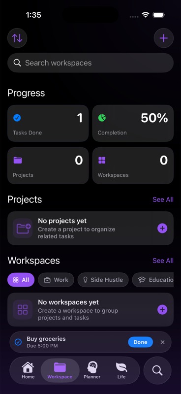 DPlanner workspace organization